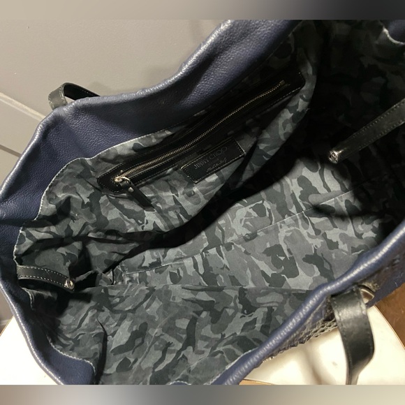 Jimmy Choo Pimlico Star Studs Navy Leather Tote Bag - Picture 6 of 12